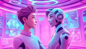 Engaging interaction with NSFW character AI in a vibrant virtual environment